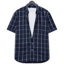 사각체크 패턴 반팔셔츠 (TE014)