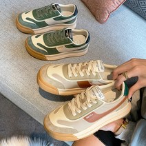Y.GA 봄 핫한 녹색 통굽 운동화 스트리트 올매치 캐주얼 운동화 고등학생 ins 편한 캐주얼 슈즈 미끄럼방지 통기성이 좋아요 런닝화 여성 패션 통근 4cm 키높이신발