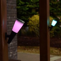 HK.SELL 태양광 LED 꼬깔 벽부등 2P, RGB컬러