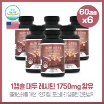 인지질 보충 대두레시틴 포스파티딜콜린 인지질60캡슐X6개 하루 1캡슐로 간편하게 챙기는 레시틴 미국완제품 직수입 한알 간편섭취, 본문참고, 인지질 보충 대두레시틴 포스파티딜콜린 인지질60캡슐X6, 본문참고
