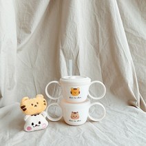 돗투돗 흘림방지 트윈컵 빨대컵&스낵컵 겸용 향균 아기 이유식 유아 물병 텀블러 스파우트컵, 돗람이
