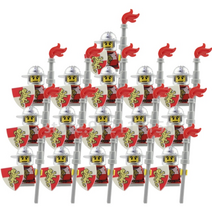 중국 호환레고 중세 군사 레고 성 레드 라이온 나이트 육군 빌딩 조립 미니 피규어 스파르타 블록, ax9809-e 16개