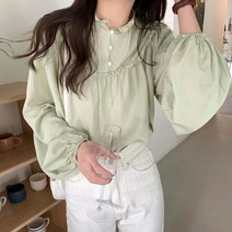 김비서블라우스 봄 블라우스 여름 왕리본 곱창 벌룬 4 5 월 결혼식 하객룩