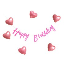생일 가랜드 세트 곰풍선 곰돌이 유니콘 데이지 꽃풍선 아기풍선 베이비샤워 은박풍선 왕관숫자풍선 백일 돌 걸 보이 출산 임신 만삭 태교여행 셀프 촬영 소품, 01. 생일가랜드 2종(핑크)