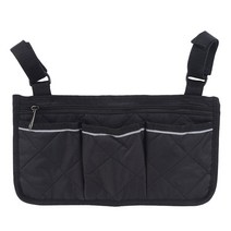 1pc 워커 전기 스쿠터 휠체어 팔걸이 측면 보관 가방 좌석 팔걸이 보관 가방, 검은색