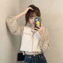 긴소매 상의 쉬폰 부스지다 플라워 여성의류 봄가을 계절 디자인감각 보이핏 볼륨 이너웨어 와이셔츠 프렌치 2533941090