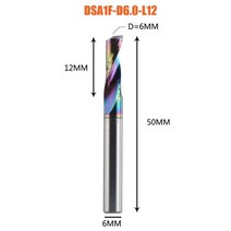 . 단일 플루트 솔리드 텅스텐 카바이드 합금 엔드 밀 알루미늄 용 코팅 밀링 커터, DSA1F-D6.0-L12