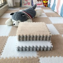 뽀글이 조각매트 카페트 놀이방 층간소음 인테리어 방바닥 매트 퍼즐 12개세트, 30*30 도톰한 (10매입), 라이트브라운+화이트