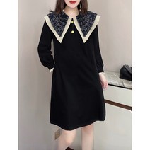 잇츠스타일 스팽글 이중 빅카라 투버튼 미니 원피스