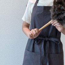 오가닉라이프 린넨 앞치마 모음 원피스형 앞치마 예쁜 앞치마 이니셜 자수 나염 가능, 국내산 린넨 D링형 앞치마 차콜그레이, ., .