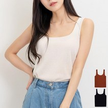 받쳐입기좋은 여성 스퀘어넥 니트 나시티 이십대 코디