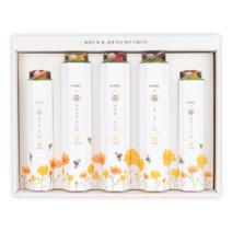 -23.5 프리미엄 꽃꿀 5종 선물세트 Honey in flower 아카시아꿀 야생화꿀 밤꿀 피나무꿀 대추나무꿀 때죽나무꿀 잡화꿀 상견례 선물 답례품, 구성1 (야생화), 1번(계묘년~)