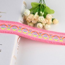 의류 재봉 천코튼 술 레이스 리본 재봉 액세서리 4.5cm 트림 볼 프린지 자수 DIY 의류 패브릭 장식 1 야드, 01 pink