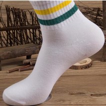 빌드온 두줄 스포츠양말 중목 옐로그린 10켤레, 옐로&그린