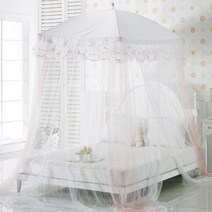 [갤러리데코]프리미엄 리본핑크 침실 침대 캐노피 모기장, 단품