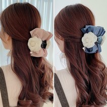 카멜리아힐 샤샤 집게핀 머리핀 왕리본 꽃 올림머리 진주 명품 여자 여성 반머리 삔 헤어핀
