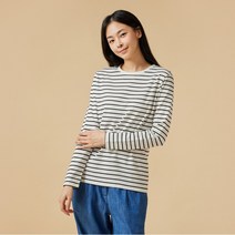 [JAJU/자주] 여 코튼 스트레치 긴팔 티셔츠_오프 화이트