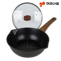 국내산 키친아트 인덕션 후라이팬 다용도 딥팬 IH 궁중팬 + 유리뚜껑, 24CM
