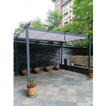 야외 파고라 스카이어닝 철제 테라스 루프탑 조립식, 10cm 기둥 34H2.2 m 카키천
