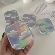 레이저 클라우드 고급 소녀 콘택트 렌즈 상자 작고 휴대용 미용 관리 보관 귀엽고 단순한, 레이저 구름