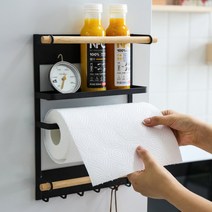 철제 마그네틱 냉장고 사이드 자석 선반 벽걸이 수납장 틈새선반 슬림 수납 정리함, 01No.02 원샷 마그넷 선반 블랙