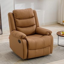여우세계 1인용 가죽 전동 소파 리클라이너 쇼파 리클라이너가죽소파, 수동좌석 + 흔들기 및 회전 가능, 호박색
