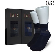 [AK PLAZA] 닥스 양말 2족 선물세트 남자 정장 패션 중목 삼색라인 사각 22310