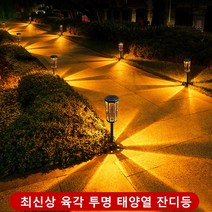 [구매대행]LED 태양열 육각 투명 잔디등 정원등 야외조명등