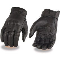 Milwaukee Leather MG7521 남성용 블랙 가죽 젤 패딩 손바닥 오토바이 핸드 장갑 고무 보호 너클 포함