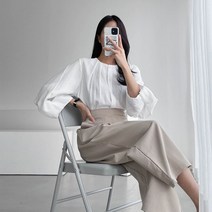 NewCare퍼프 소매 라운드넥 셔링 블라우스 가벼운 여성 상의