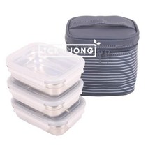 직사각 3단 도시락 피크닉도시락 스테인레스 단체도시락 샐러드 샌드위치 도시락 용기 다과 서포트 어린이 디저트