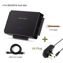 USB 3.0-SATA IDE 3 케이블 SATA-USB 어댑터 2.5/3.5 인치 외장 SSD HDD 컨버터 PC 맥북용 하드 드라이브, 03 UK Adapter_01 100cm