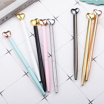 인하우스 메탈볼펜 하트볼펜 예쁜볼펜 디자인볼펜 금속 인쇄, 1개, 인쇄미포함-블루