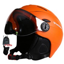 스노우 보드 스키 헬멧 MOON Professional Half-covered Ski Helmet 일체형 스포츠 남자 여자 눈 고글 포함, 엘58-61cm, 협력사, 주황색