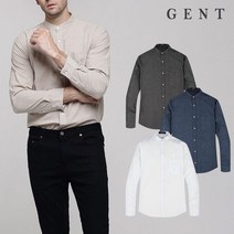 겐트옴므 남성용 컬러리스 워싱 코튼 헨리넥 셔츠 GS8312C