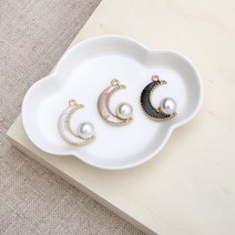 메탈 진주달 에폭 팬던트 참장식, 화이트