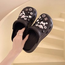 슈즈몽몽 여름 여성 사무실 통굽 신발 엠보 푸우 펀칭 슬리퍼 봄 신발