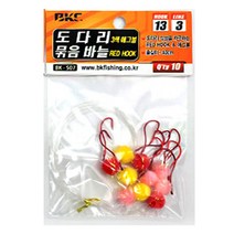부산가자-백경 도다리 묶음바늘 레드훅 쌍등침 BK-507, 10호-2