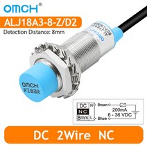 근접센서 OMCH A 클래스 유도 근접 스위치 ALJ18A3-8 직렬 단락 보호 M18 접근 센서 PNP NO DC 3 선, ALJ18A3-8-Z-D2
