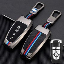 jiama포드 스마트 키 케이스머스탱 익스페디션 레인저 익스플로러 몬데오 토러스키 케이스 키 체인, 그레이요, 4개의 버튼