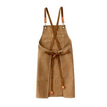 캔버스데님 카페 공방 바리스타 방수 앞치마, 브라운