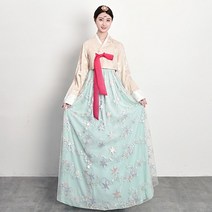 한복 반티 여성 성인 위한 고급 거즈 드레스 봄 여름 가 전통 궁정 복장 민족 무용