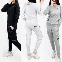 봄가을용 팔지퍼 맨투맨 세트 주머니 트레이닝 남여공용 조거팬츠 커플 운동복