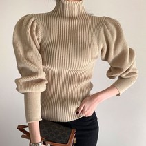 데일리 반목 폴라 테틀넥 니트 퍼프 긴팔티