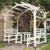 바베큐장 정자 야외 팔각정 방갈로 가제보 어닝 캐노피, 3.05mx1.9mx2.3m화이트+벤치+테이블