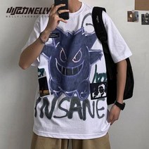 그래피티 힙합T 남녀 반팔 티 셔츠 화이트 ins판 청소년과 힙합 붐 일 프린트 반팔 티 루즈 핏 운동을 낙서. bf