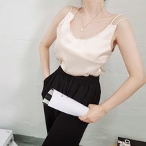 새틴 두줄 브이넥 슬리브리스 나시블라우스 실크나시 새틴끈나시