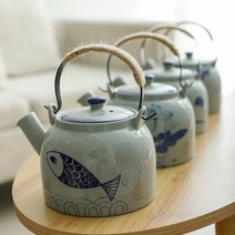 일본식 유약 도자기 일식당 술주전자 사케 찻주전자 티포트, A