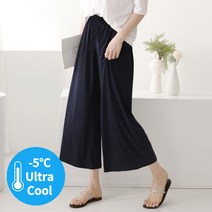 디센도 여성용 여름 냉감 밴딩 와이드 8부 팬츠
