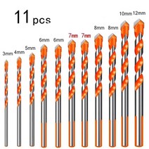 전동 해머 드릴 공구 세라믹 타일 콘크리트 벽 금속 나무 링 구멍 커터 유리 비트 세트 비트 다기능 삼각형, 열하나